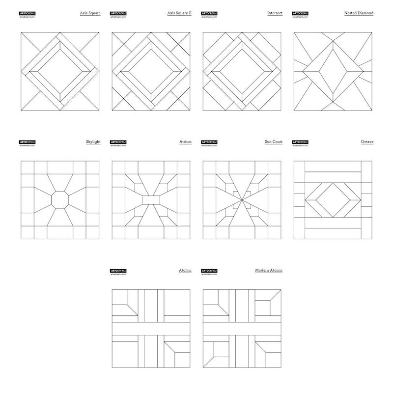 10 Art Deco inspired Stained Glass Patterns, Beginner Friendly (Digital Download)