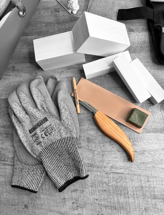 Wood Whittling Knife with Honing Strop & Compound